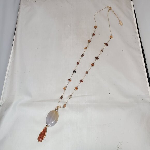 Ali Khan Pendant necklace with a long chain. faceted glass bead - Picture 4 of 10